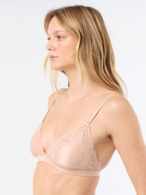 Reggiseno a triangolo in microfibra satinata e pizzo - Kiabi Reggiseno a triangolo in microfibra satinata e pizzo - Kiabi