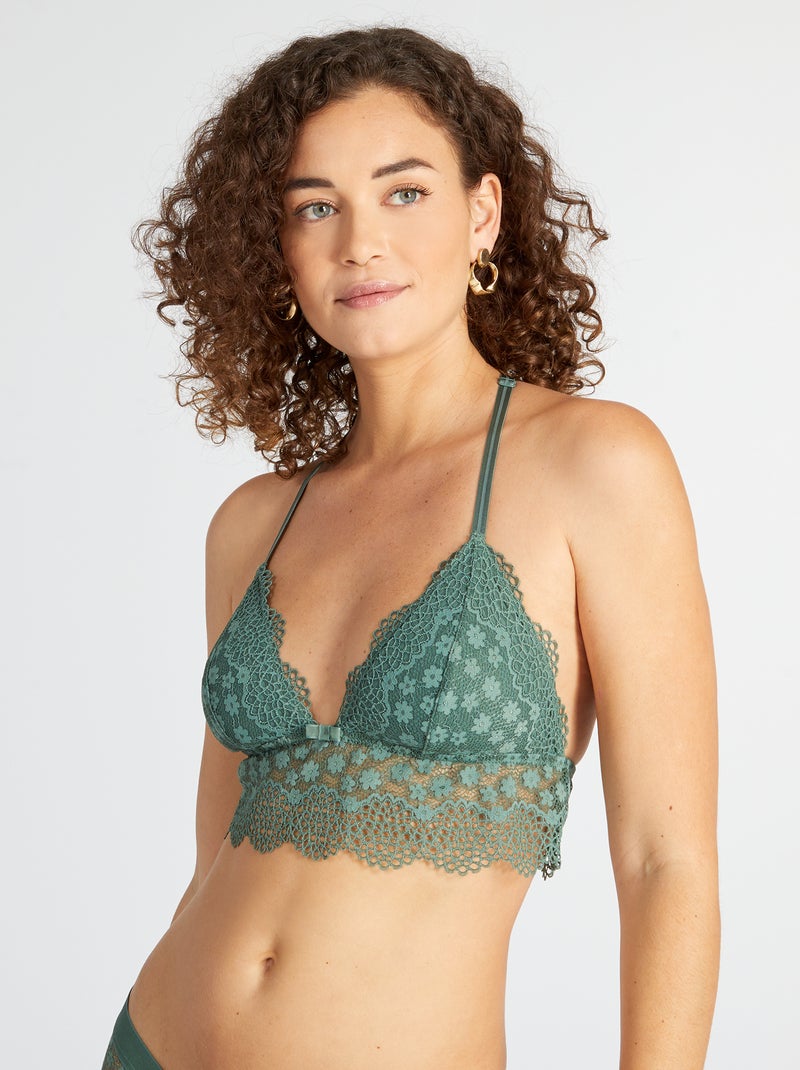 Reggiseno a triangolo in pizzo grigio verde - Kiabi