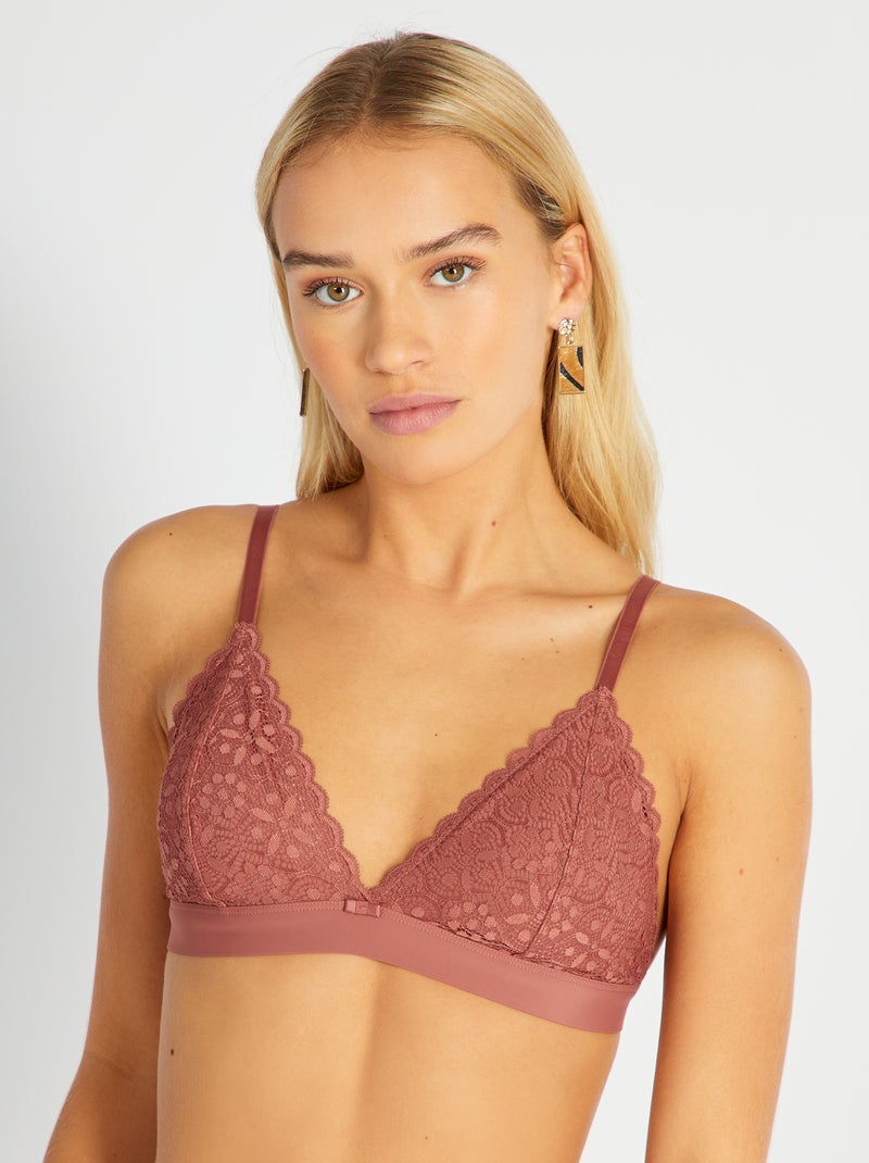 Reggiseno a triangolo in pizzo ROSA - Kiabi