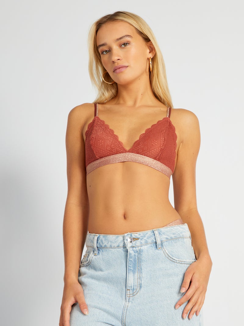 Reggiseno a triangolo in pizzo ROSSO - Kiabi