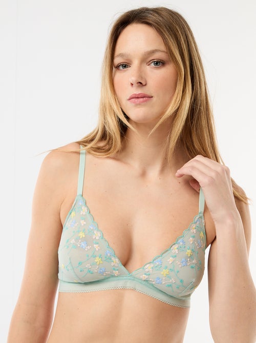 Reggiseno a triangolo in tulle ricamato - Kiabi