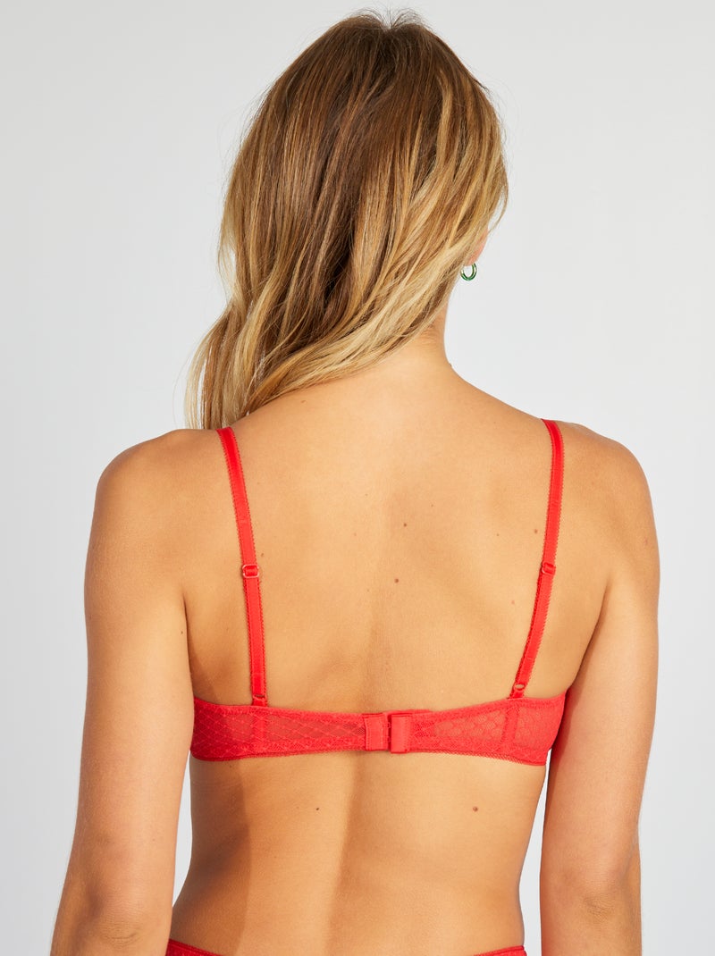 Reggiseno a triangolo in tulle traforato ROSSO - Kiabi