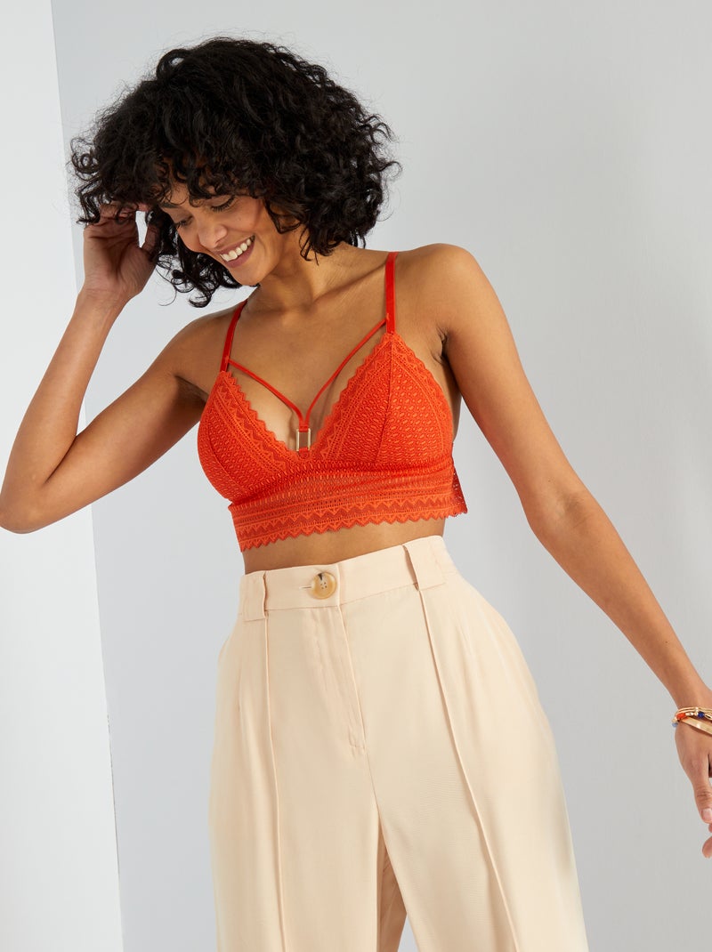 Reggiseno a triangolo un pizzo - arancio - Kiabi