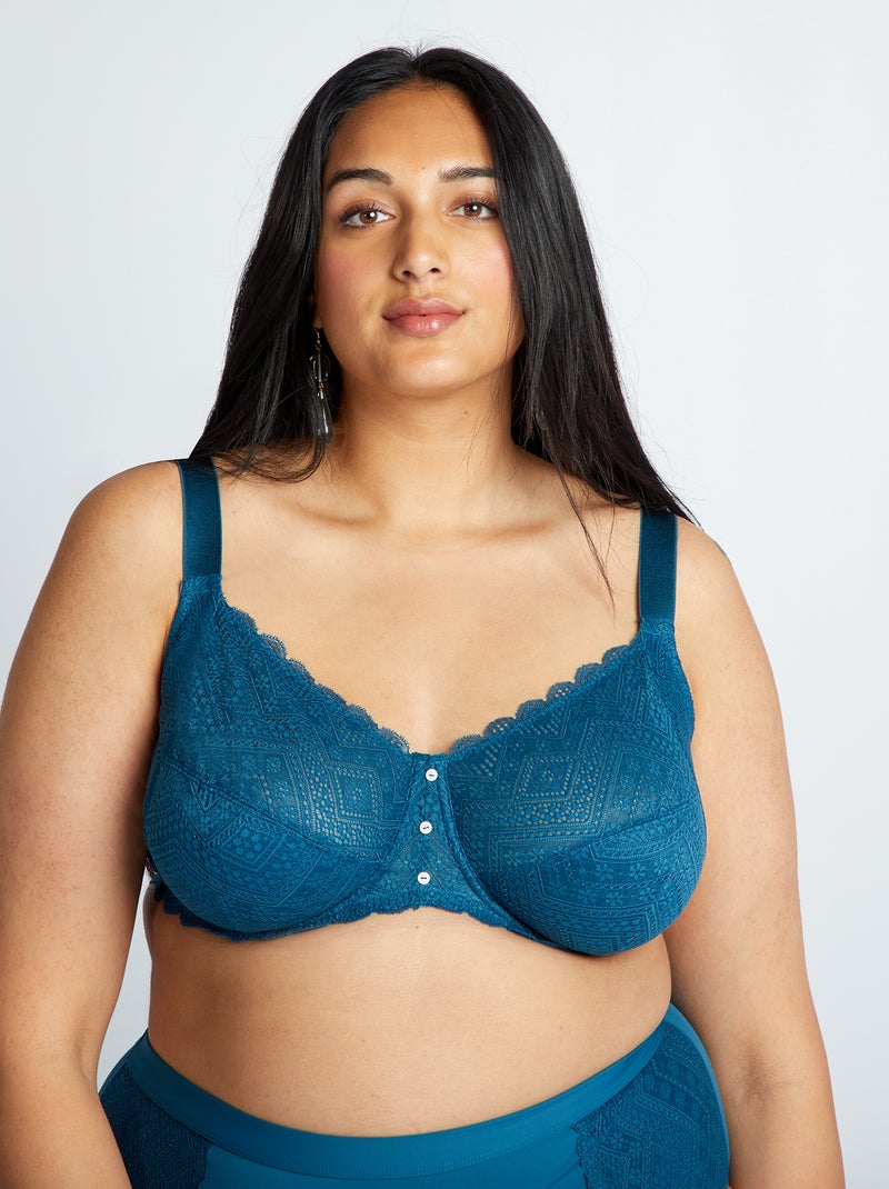 Reggiseno avvolgente in pizzo blu scuro - Kiabi