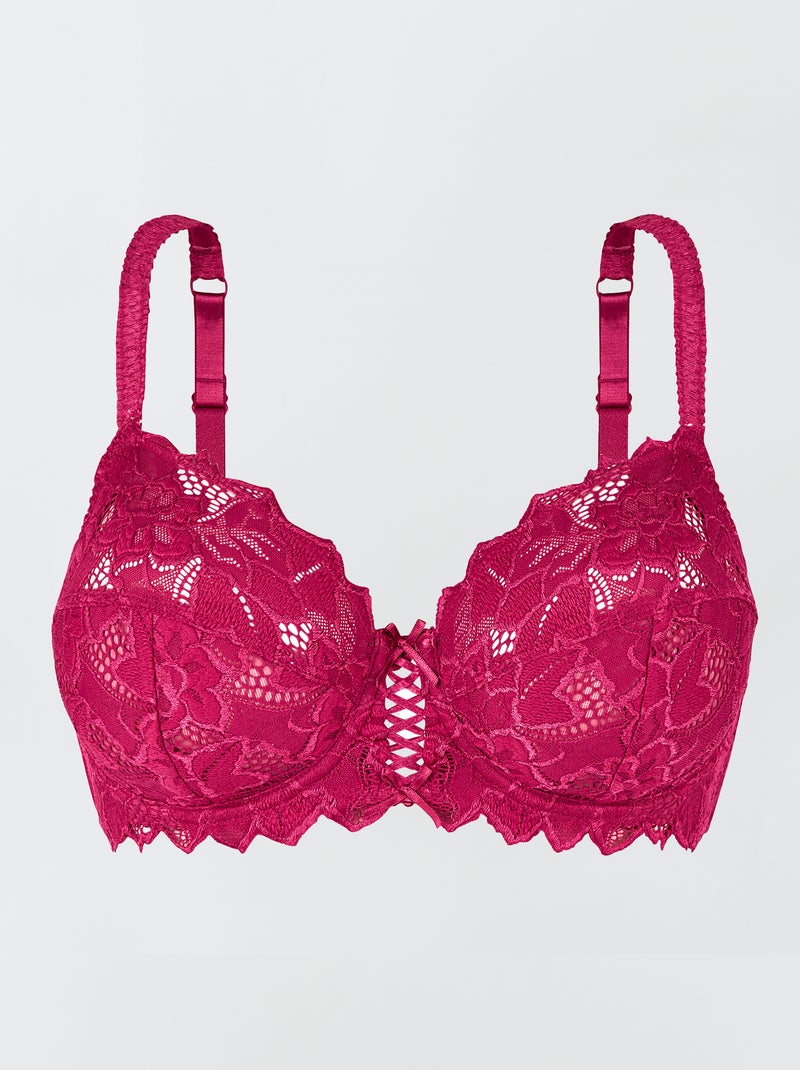 Reggiseno avvolgente in pizzo con ferretto Arum 'Sans Complexe' ROSSO - Kiabi