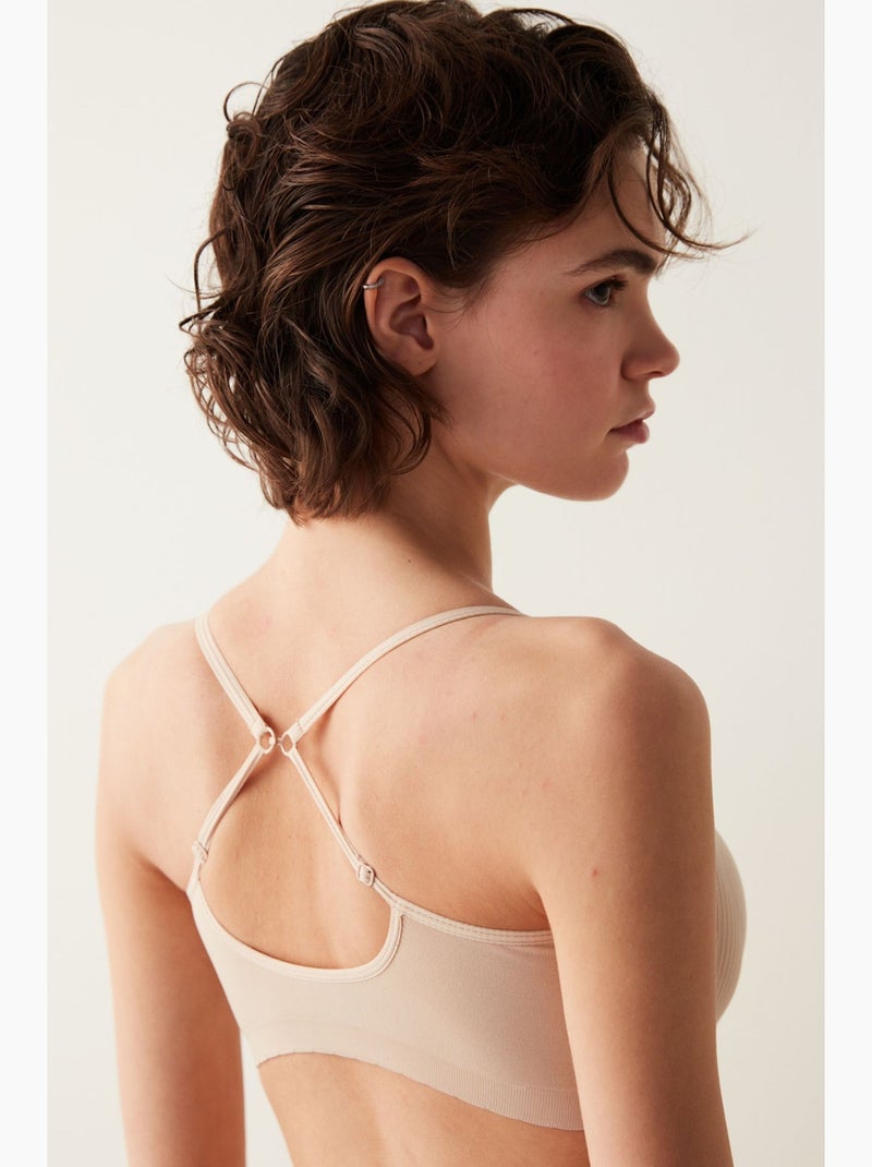 Reggiseno basic imbottito senza cuciture senza ferretto penti Beige argilla - Kiabi