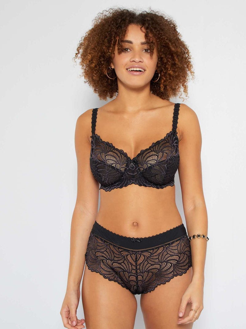 Reggiseno Coppa Completa Bestform – Nero, Taglia 6D, Pizzo Non Imbottito, Stile Anni '70