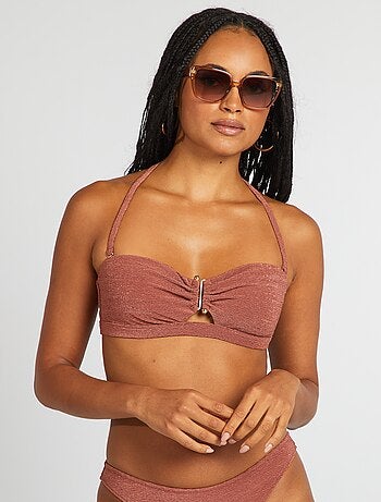 Reggiseno bikini a fascia con gioiello tra le coppe