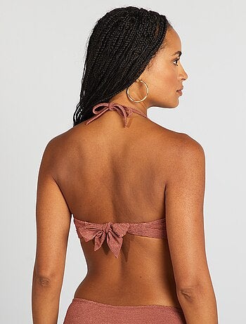 Reggiseno bikini a fascia con gioiello tra le coppe