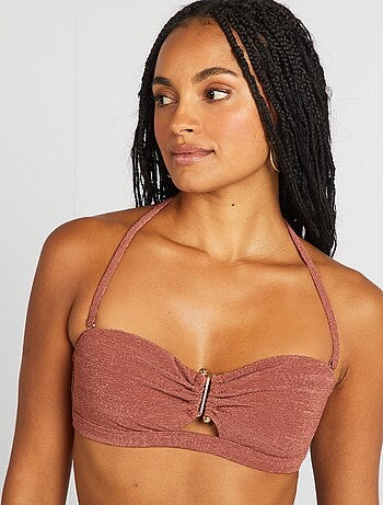 Reggiseno bikini a fascia con gioiello tra le coppe