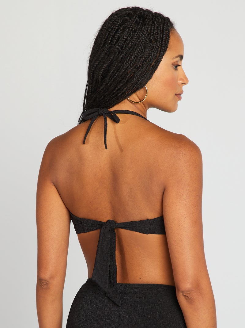 Reggiseno bikini a fascia con gioiello tra le coppe nero - Kiabi