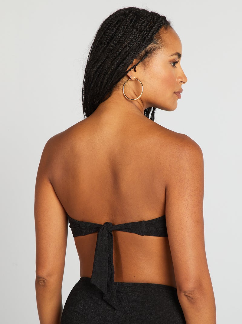 Reggiseno bikini a fascia con gioiello tra le coppe nero - Kiabi