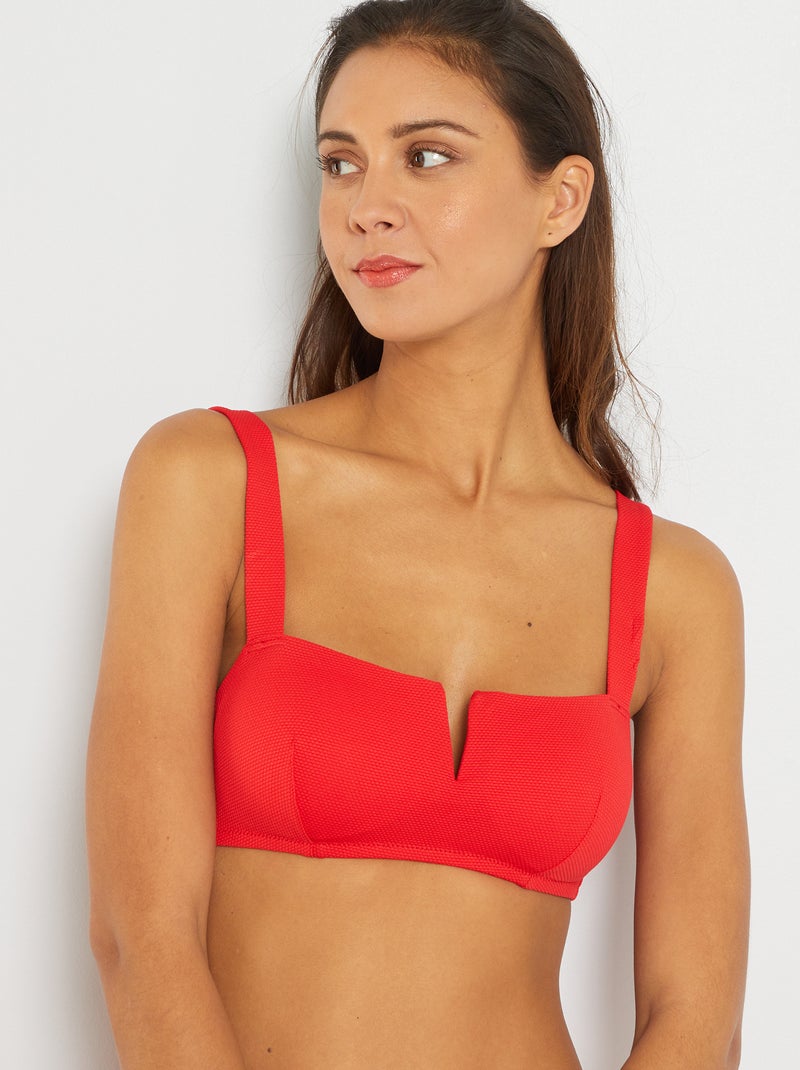 Reggiseno bikini a fascia rosso melange - Kiabi