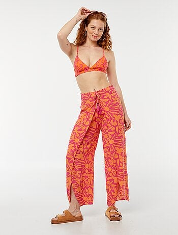 Reggiseno bikini a triangolo con stampa feuillage