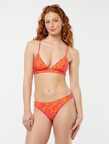 Reggiseno bikini a triangolo con stampa feuillage
