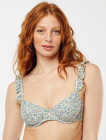 Reggiseno bikini floreale con spalline con volant