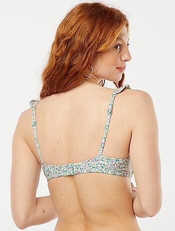Reggiseno bikini floreale con spalline con volant