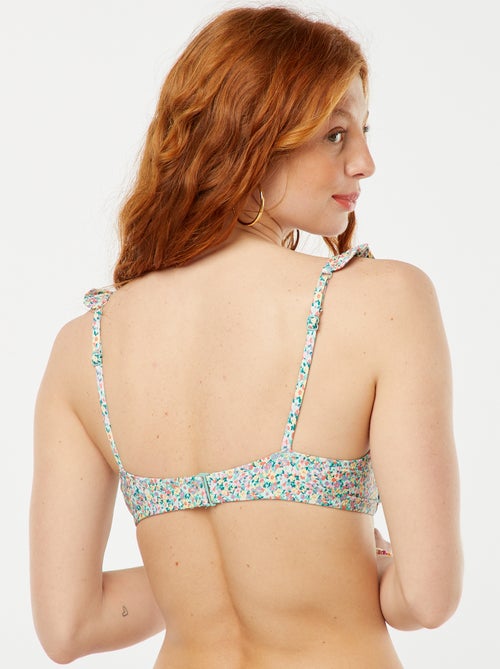Reggiseno bikini floreale con spalline con volant - Kiabi
