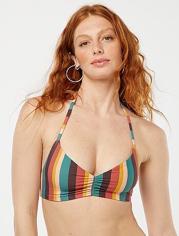 Reggiseno bikini modello triangolo double face a righe vs tinta unita