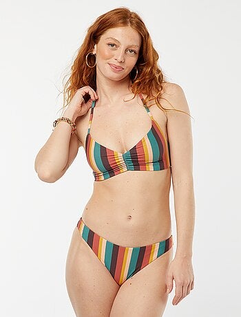Reggiseno bikini modello triangolo double face a righe vs tinta unita