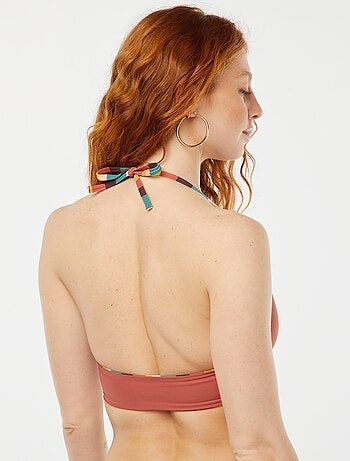 Reggiseno bikini modello triangolo double face a righe vs tinta unita