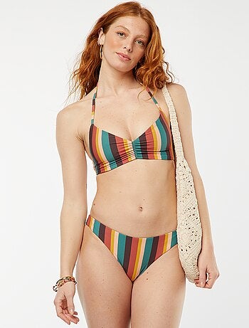 Reggiseno bikini modello triangolo double face a righe vs tinta unita