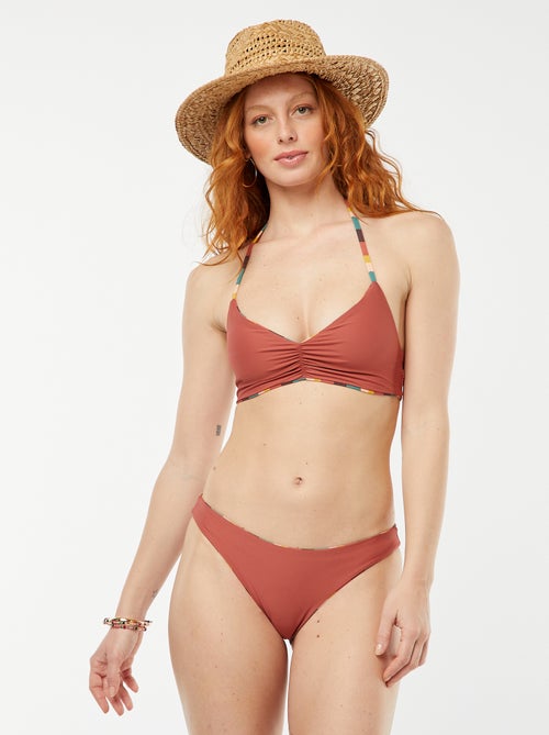 Reggiseno bikini modello triangolo double face a righe vs tinta unita - Kiabi