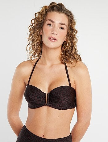 Reggiseno bikini removibile con stampa leopardata