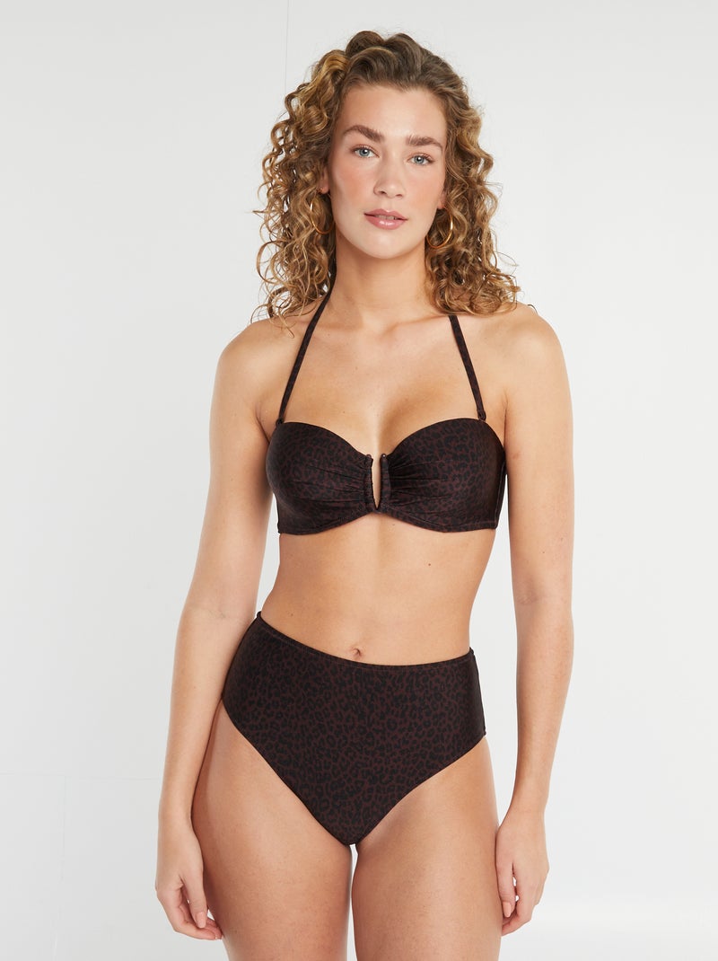 Reggiseno bikini removibile con stampa leopardata MARRONE - Kiabi