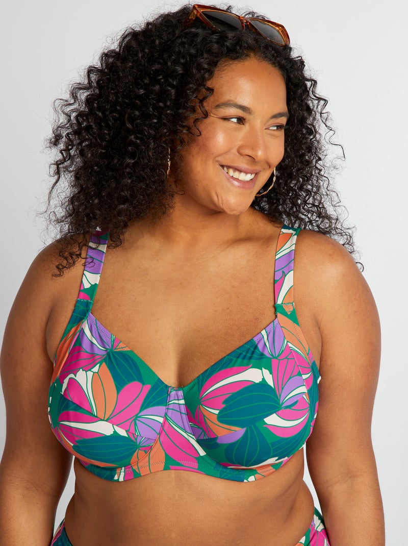 Reggiseno bikini stampato con maxi fiori VERDE - Kiabi