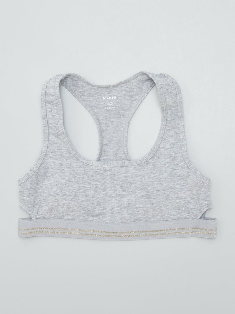 Reggiseno brassière imbottito con bordino dorato GRIGIO - Kiabi