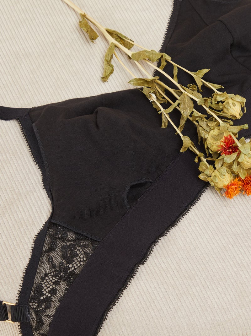 Reggiseno brassière postoperatorio con paillettes - Ottobre rosa nero - Kiabi