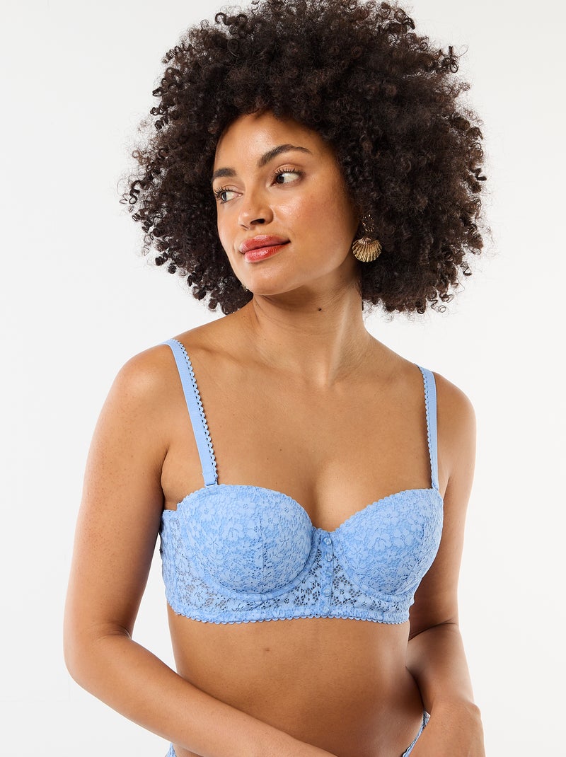 Reggiseno bustier in pizzo Blu - Kiabi