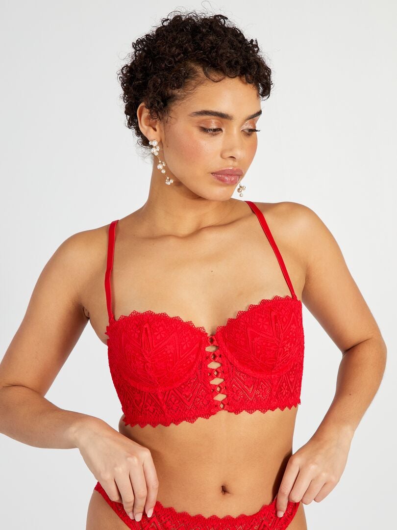 Reggiseno bustier in pizzo - rosso - Kiabi - 14.00€