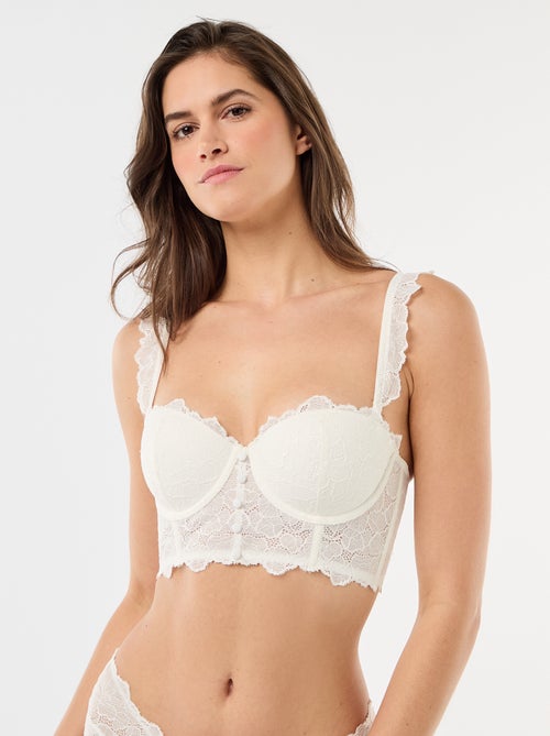 Reggiseno bustier in pizzo satinato - Kiabi
