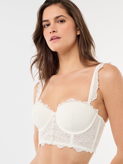 Reggiseno bustier in pizzo satinato - Kiabi