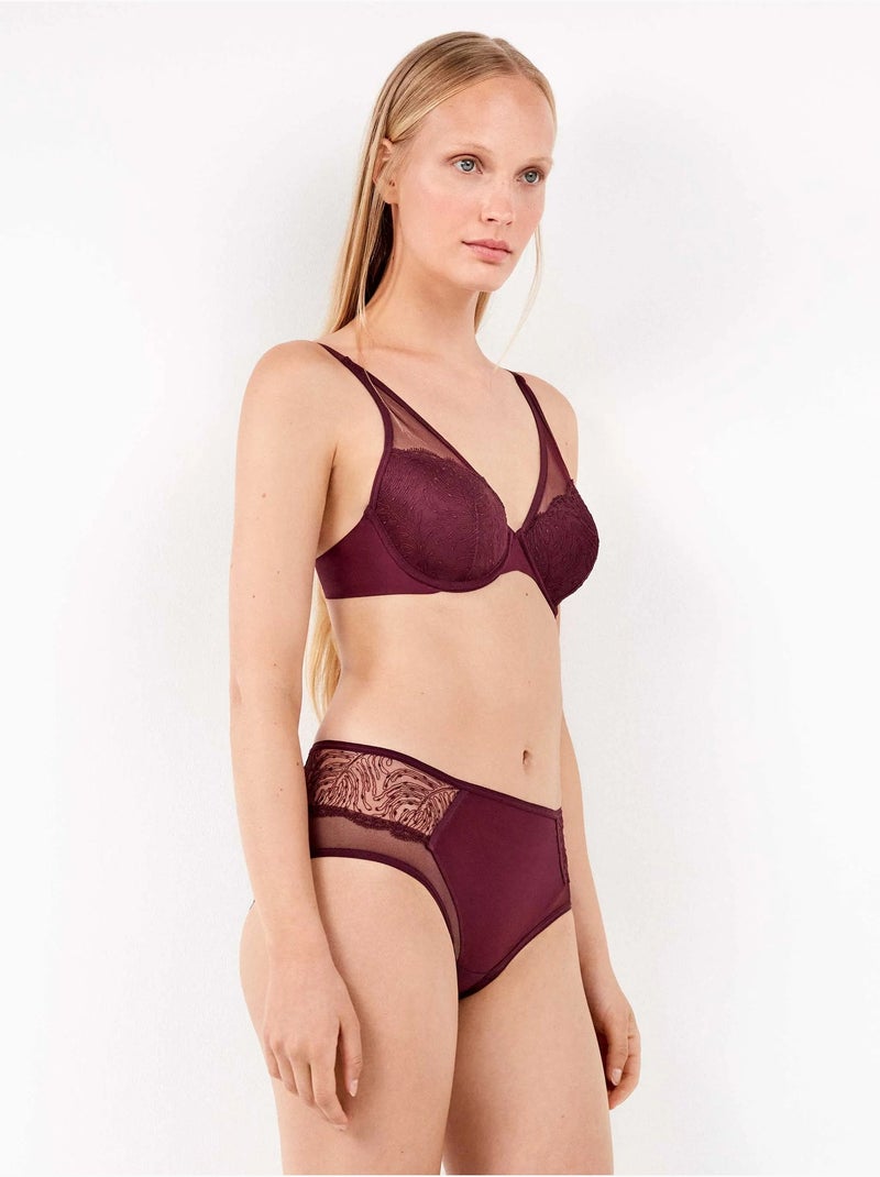 Reggiseno con capacità in pizzo ricamato Viola melanzana - Kiabi