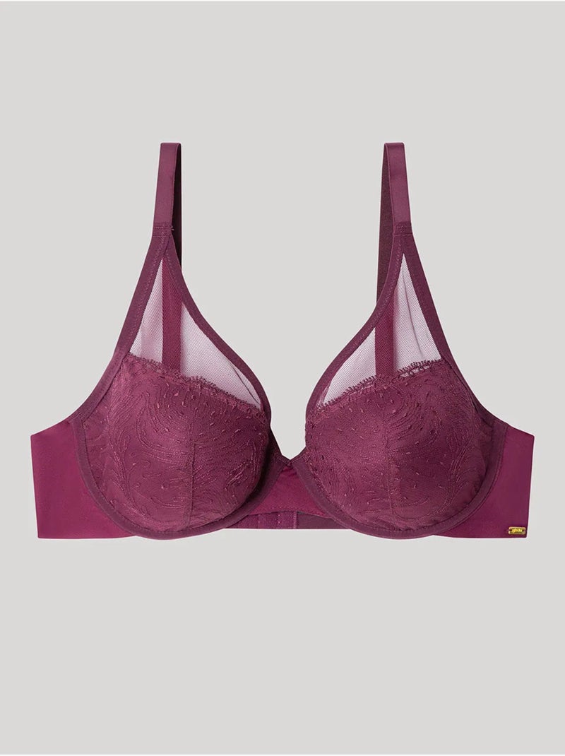 Reggiseno con capacità in pizzo ricamato Viola melanzana - Kiabi