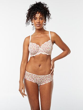 Reggiseno con coppa D/E in pizzo floreale traforato