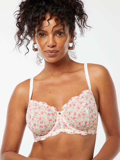 Reggiseno con coppa D/E in pizzo floreale traforato - Kiabi