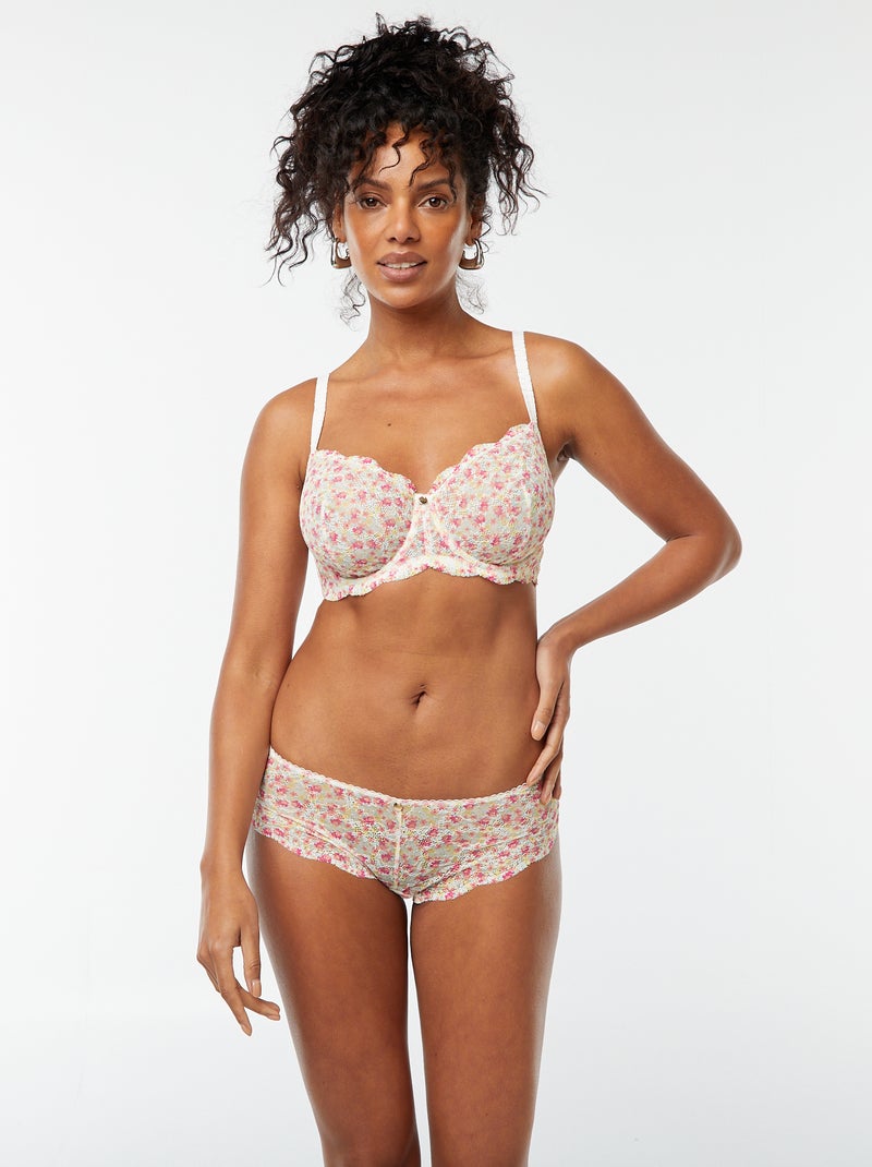 Reggiseno con coppa D/E in pizzo floreale traforato BLU - Kiabi