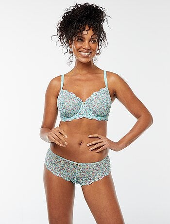 Reggiseno con coppa D/E in pizzo floreale traforato