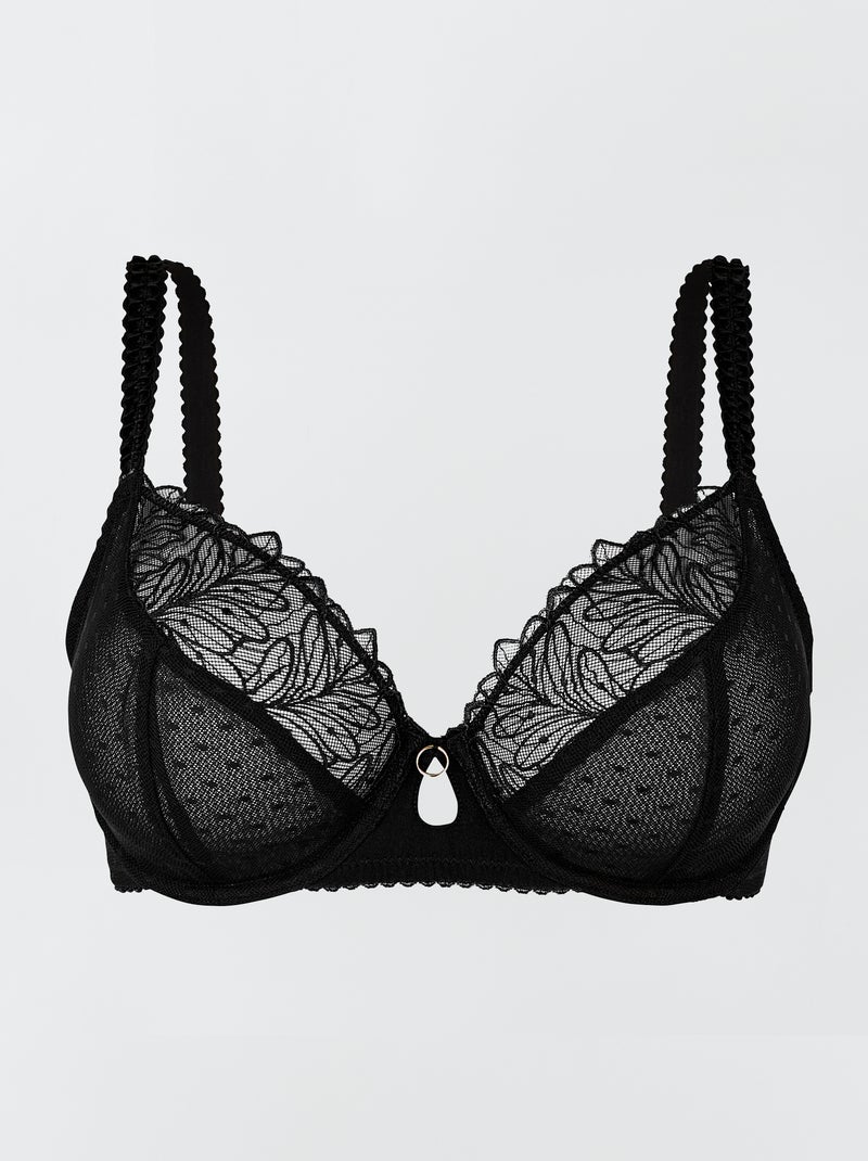 Reggiseno con scollatura profonda in pizzo 'Sans Complexe' - NERO - Kiabi