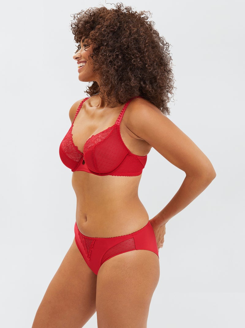Reggiseno con scollatura profonda in pizzo 'Sans Complexe' - ROSSO - Kiabi