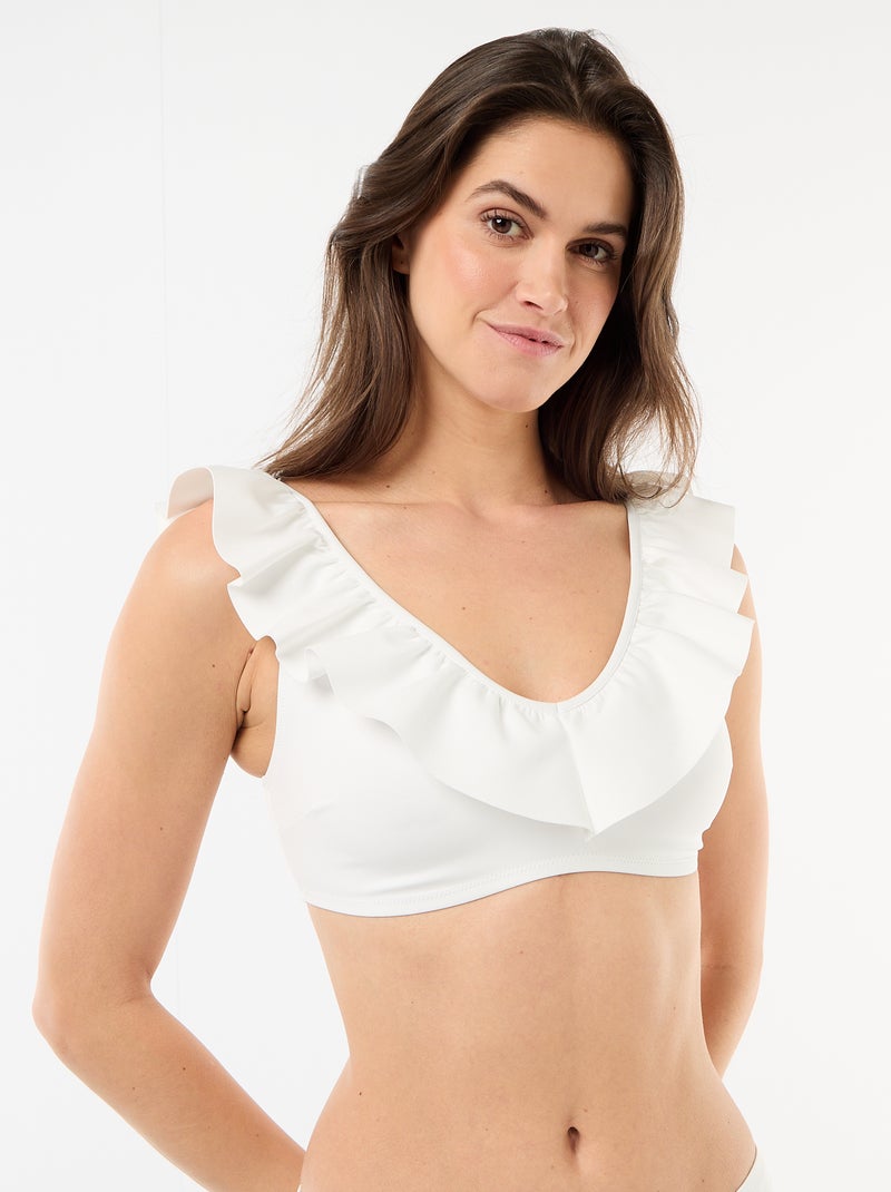 Reggiseno da bagno con volant in microfibra morbida Bianco - Kiabi
