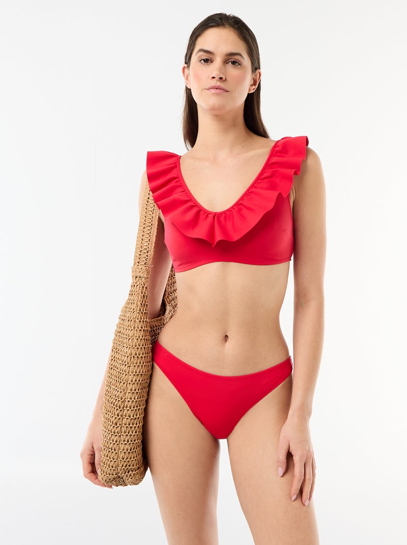 Reggiseno da bagno con volant in microfibra morbida Rosso - Kiabi