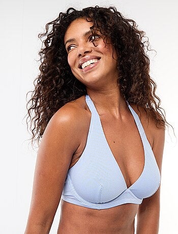 Reggiseno da bagno coppa D&E stampato a quadretti vichy