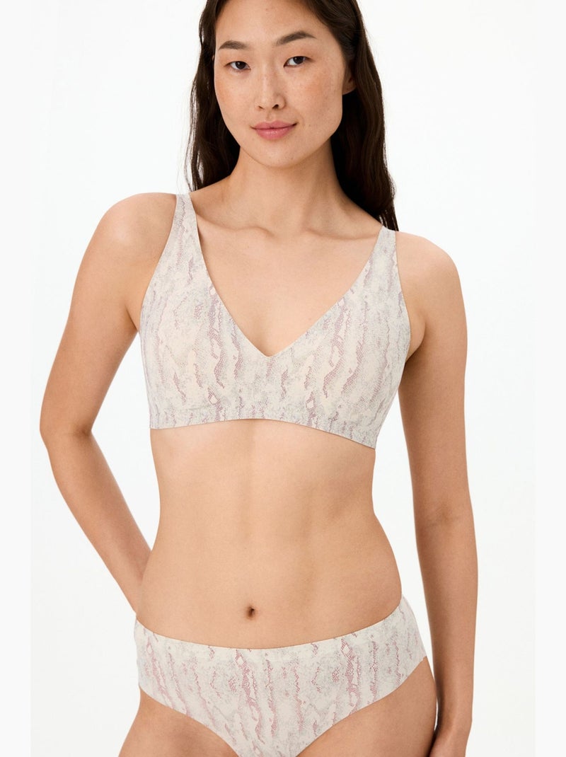 Reggiseno imbottito fit decolette con stampa serpente, invisibile penti Bianco sporco - Kiabi