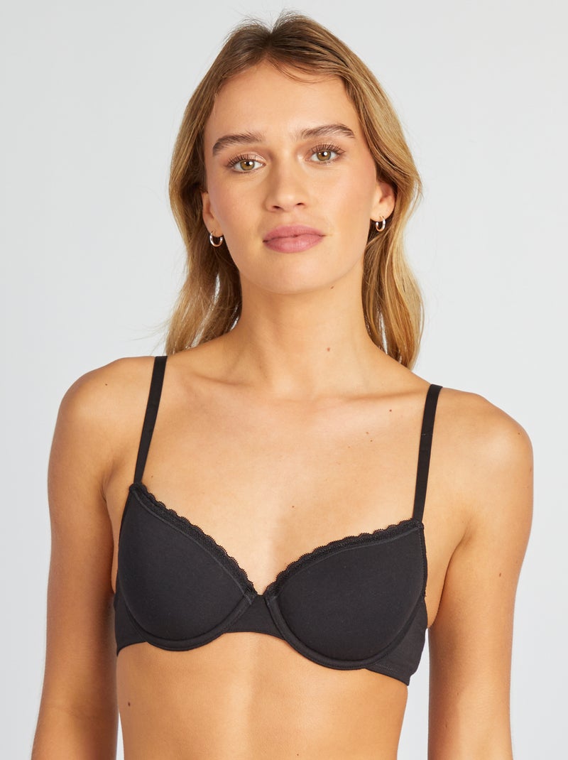 Reggiseno imbottito in cotone nero - Kiabi