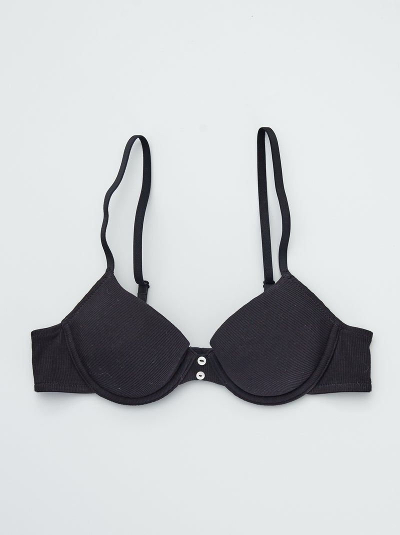 Reggiseno in maglia a coste nero - Kiabi